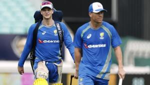 Australia's David Warner (R) and Steve Smith during nets.(REUTERS) Australia's David Warner (R) and Steve Smith during nets.(REUTERS)