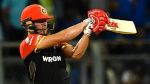Royal Challengers Bangalore cricketer AB de Villiers plays a shot during the 2019 Indian Premier League (IPL) Twenty20 cricket match between Mumbai Indians and Royal Challengers Bangalore at the Wankhede Stadium in Mumbai on April 15, 2019.(AFP) Royal Challengers Bangalore cricketer AB de Villiers plays a shot during the 2019 Indian Premier League (IPL) Twenty20 cricket match between Mumbai Indians and Royal Challengers Bangalore at the Wankhede Stadium in Mumbai on April 15, 2019.(AFP)
