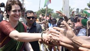 Congress general secretary Priyanka Gandhi Vadra at an election rally in Wayanad in Kerala on Saturday.(ANI)