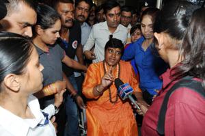 Thakur said that she had cursed Hemant Karkare, ex-ATS chief for torturing her during the investigation into the 2008 case, and so he died. Later in the evening, she took back the statement.(Hindustan Times) Thakur said that she had cursed Hemant Karkare, ex-ATS chief for torturing her during the investigation into the 2008 case, and so he died. Later in the evening, she took back the statement.(Hindustan Times)