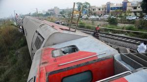 Prima facie investigations revealed that the fault in coupling was the cause of the derailment but investigating authorities were also considering the possibility of sabotage.(PTI PHOTO) Prima facie investigations revealed that the fault in coupling was the cause of the derailment but investigating authorities were also considering the possibility of sabotage.(PTI PHOTO)