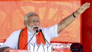Prime Minister Narendra Modi addresses an election campaign rally in support of party candidates, ahead of the third phase of the Lok Sabha elections, Narayanpur, South Dinajpur, April 20, 2019.(PTI) Prime Minister Narendra Modi addresses an election campaign rally in support of party candidates, ahead of the third phase of the Lok Sabha elections, Narayanpur, South Dinajpur, April 20, 2019.(PTI)