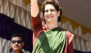 Priyanka Gandhi Vadra at an election rally in Wayanad,Kerala on Saturday.(ANI)