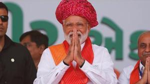 India's Prime Minister Narendra Modi greets his supporters during an election campaign rally in Patan, Gujarat, India, April 21, 2019.(REUTERS FILE PHOTO)