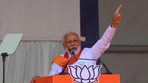 Indian Prime Minister Narendra Modi addressed multiple election rallies on April 21, 2019, including one in Rajasthan’s Chittorgarh.(AFP)