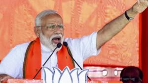 Targeting the UPA regime on national security issues, Prime Minister Narendra Modi Monday said his government took bold steps to counter terrorism, compared to the timid approach adopted by the Congress-led regime(PTI Photo)