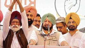 Punjab CM Amarinder Singh at an election rally, Arpil 25, 2019.(HT Photo)