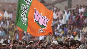 Soon after the filing of nomination, the party cadre took part in a rally where BJP leader lambasted Congress for “destroying the nation”.(HT Photo) Soon after the filing of nomination, the party cadre took part in a rally where BJP leader lambasted Congress for “destroying the nation”.(HT Photo)