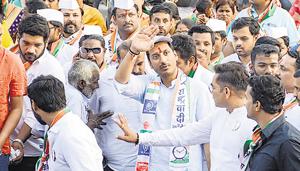 Parth Pawar, Nationalist Congress Party Lok Sabha candidate from Maval, at a public rally in Talegaon on Friday.(Milind Saurkar/HT Photo) Parth Pawar, Nationalist Congress Party Lok Sabha candidate from Maval, at a public rally in Talegaon on Friday.(Milind Saurkar/HT Photo)