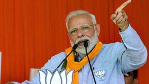 Prime Minister Narendra Modi addressed an election rally in Kannauj on Saturday ahead of the fourth phase of polls.(PTI) Prime Minister Narendra Modi addressed an election rally in Kannauj on Saturday ahead of the fourth phase of polls.(PTI)