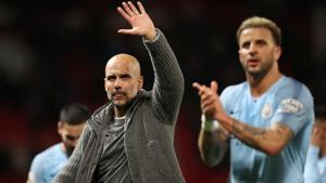Manchester City manager Pep Guardiola and Manchester City's Kyle Walker after the match.(Action Images via Reuters) Manchester City manager Pep Guardiola and Manchester City's Kyle Walker after the match.(Action Images via Reuters)