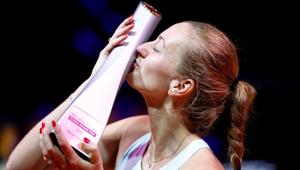 Czech Republic's Petra Kvitova celebrates with the trophy after the winning the Stuttgart Tennis Grand Prix.(REUTERS) Czech Republic's Petra Kvitova celebrates with the trophy after the winning the Stuttgart Tennis Grand Prix.(REUTERS)