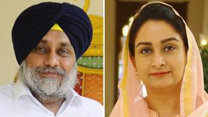 Both Shiromani Akali Dal president Sukhbir Singh Badal and his wife Harsimrat Kaur Badal are contesting the 2019 Lok Sabha elections.(Agencies)