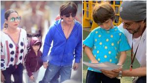 Shah Rukh with wife Gauri and son AbRam at polling station in Mumbai on Monday.(Instagram) Shah Rukh with wife Gauri and son AbRam at polling station in Mumbai on Monday.(Instagram)