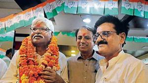 Mahabal Mishra (first from left) is back in the electoral fray after a gap of five years. He had won the West Delhi seat in 2009.(HT Photo) Mahabal Mishra (first from left) is back in the electoral fray after a gap of five years. He had won the West Delhi seat in 2009.(HT Photo)