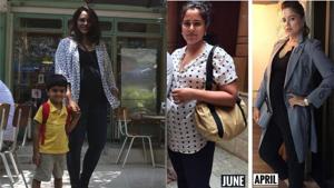 Sameera Reddy with son Hans at a restaurant and her body transformation. Sameera Reddy with son Hans at a restaurant and her body transformation.