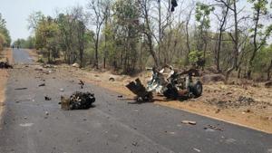 The improvised explosive device (IED) blast in Gadchiroli targeted a vehicle carrying security personnel.(HT Photo) The improvised explosive device (IED) blast in Gadchiroli targeted a vehicle carrying security personnel.(HT Photo)