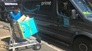 FILE PHOTO: An Amazon worker loads a trolley from a Prime delivery van in Los Angeles, California, U.S. February 25, 2019. REUTERS/Chris Helgren/File Photo(REUTERS) FILE PHOTO: An Amazon worker loads a trolley from a Prime delivery van in Los Angeles, California, U.S. February 25, 2019. REUTERS/Chris Helgren/File Photo(REUTERS)
