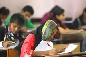 Girl students outperformed boys by nine percentage points. Compared to 62.17% girls, only 53.43% boys cleared the examination.(Vidya Subramanian/HT Photo) Girl students outperformed boys by nine percentage points. Compared to 62.17% girls, only 53.43% boys cleared the examination.(Vidya Subramanian/HT Photo)