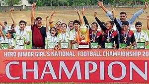 Thirteen girls from Vinod football Academy in Chuli Bagrian Village in Hisar help the hill state win its maiden girls national title.(HT Photo) Thirteen girls from Vinod football Academy in Chuli Bagrian Village in Hisar help the hill state win its maiden girls national title.(HT Photo)