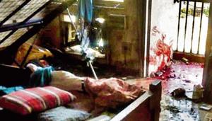 The blast did not trigger a fire, but the victims were swept away by the impact of the explosion, the police said.(HT Photo) The blast did not trigger a fire, but the victims were swept away by the impact of the explosion, the police said.(HT Photo)