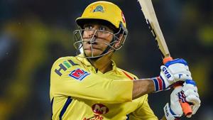 Chennai: Chennai Super Kings skipper MS Dhoni plays a shot during the Indian Premier League 2019.(PTI) Chennai: Chennai Super Kings skipper MS Dhoni plays a shot during the Indian Premier League 2019.(PTI)