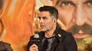 Akshay Kumar at a press conference of his film Kesari.(IANS) Akshay Kumar at a press conference of his film Kesari.(IANS)