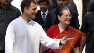 Sonia Gandhi with her son and Congress president Rahul Gandhi before filing her nomination for lok sabha election 2019 from Rae Bareli on Thursday.(ANI file photo)