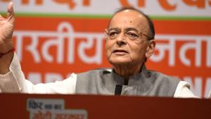 Finance minister Arun Jaitley speaks to media during a press conference, at BJP Headquarters, in New Delhi, India on Saturday, May 04, 2019.(Sonu Mehta/HT FILE PHOTO)