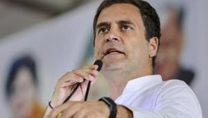 Congress President Rahul Gandhi addresses during a public meeting, for the Lok Sabha polls, in Gurugram, Saturday, May 4, 2019.(PTI file photo) Congress President Rahul Gandhi addresses during a public meeting, for the Lok Sabha polls, in Gurugram, Saturday, May 4, 2019.(PTI file photo)