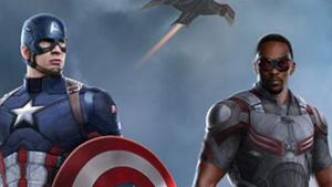 Chris Evans as Captain America and Anthony Mackie as Falcon. Chris Evans as Captain America and Anthony Mackie as Falcon.