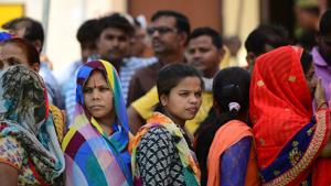 Voters queue at a polling station to cast their ballots during the fifth phase of general election in Amethi in Uttar Pradesh. The sixth phase of voting will take place on May 12.(AFP file photo)