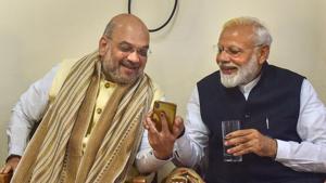 Prime Minister Narendra Modi and BJP national president Amit Shah in Varanasi, April 26, 2019(PTI) Prime Minister Narendra Modi and BJP national president Amit Shah in Varanasi, April 26, 2019(PTI)