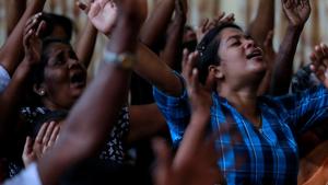 Members of Zion Church, which was bombed on Easter Sunday, pray at a community hall in Batticaloa, Sri Lanka.(Reuters/File Photo) Members of Zion Church, which was bombed on Easter Sunday, pray at a community hall in Batticaloa, Sri Lanka.(Reuters/File Photo)