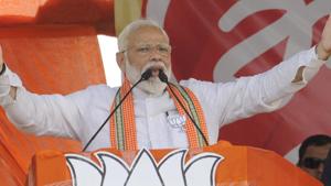 Prime Minister Narendra Modi addresses a public rally at Bhatpara, in Barrackpore constituency, West Bengal, India, on Monday, April 29, 2019.(Samir Jana/HT Photo) Prime Minister Narendra Modi addresses a public rally at Bhatpara, in Barrackpore constituency, West Bengal, India, on Monday, April 29, 2019.(Samir Jana/HT Photo)