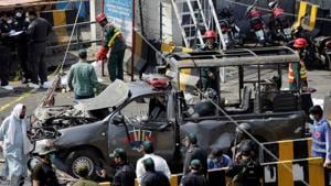 Three elite police force officials were killed in the blast. A civilian and a security guard also lost their lives in the attack.(REUTERS PHOTO) Three elite police force officials were killed in the blast. A civilian and a security guard also lost their lives in the attack.(REUTERS PHOTO)