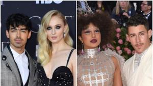 The Jonas Brothers Nick and Joe with their wives, Priyanka Chopra and Sophie Turner. The Jonas Brothers Nick and Joe with their wives, Priyanka Chopra and Sophie Turner.