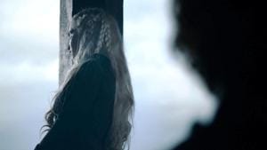 Emilia Clarke as Daenerys Targaryen in Game of Thrones. Her braids appear much fewer than before. Emilia Clarke as Daenerys Targaryen in Game of Thrones. Her braids appear much fewer than before.