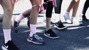 Women participate in a walk for breast cancer awareness.(Unsplash) Women participate in a walk for breast cancer awareness.(Unsplash)