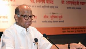 NCP chief Sharad Pawar on Thursday raised concerns over the use of electronic voting machines (EVMs) in polls, claiming he himself had once seen during a presentation that a vote cast for his party went in the BJP’s favour.(Pratham Gokhale/HT Photo) NCP chief Sharad Pawar on Thursday raised concerns over the use of electronic voting machines (EVMs) in polls, claiming he himself had once seen during a presentation that a vote cast for his party went in the BJP’s favour.(Pratham Gokhale/HT Photo)