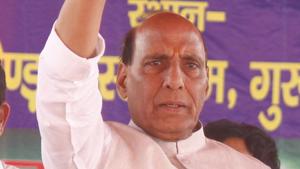 Union home minister Rajnath Singh on Wednesday said that if the Bharatiya Janata Party (BJP) comes back to power, then it will make the sedition law more stringent so that anti-national activities are curbed and those who think of indulging in such things have fear of the law.(Yogendra Kumar/HT PHOTO)