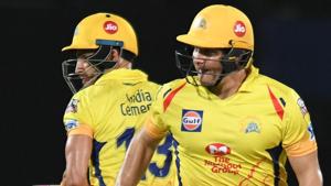 Chennai Super Kings cricketers Shane Watson (R) and Faf du Plessis run between the wickets.(AFP) Chennai Super Kings cricketers Shane Watson (R) and Faf du Plessis run between the wickets.(AFP)