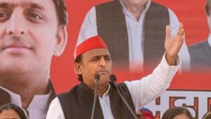 Samajwadi Party president Akhilesh Yadav addresses an election campaign rally for the Lok Sabha polls, in Allahabad, Sunday, May 5, 2019.(PTI)