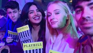 Nick Jonas, Priyanka Chopra, Sophie Turner and Joe Jonas at the Beetlejuice musical. Nick Jonas, Priyanka Chopra, Sophie Turner and Joe Jonas at the Beetlejuice musical.