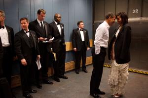 President Barack Obama and First Lady Michelle Obama lean into each other in an elevator, ahead of an inaugural ball.(White House / Pete Souza) President Barack Obama and First Lady Michelle Obama lean into each other in an elevator, ahead of an inaugural ball.(White House / Pete Souza)