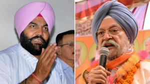 Gurjeet Aujla (left) of the Congress is pitted against Hardeep Puri of the BJP in the Amritsar Lok Sabha seat.(Agencies) Gurjeet Aujla (left) of the Congress is pitted against Hardeep Puri of the BJP in the Amritsar Lok Sabha seat.(Agencies)
