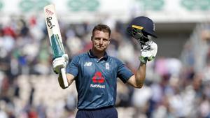 England's Jos Buttler reacts as he leaves after his Innings of 110 not out during the second One Day International (ODI) cricket match between England and Pakistan at The Ageas Bowl in Southampton on May 11, 2019(AFP) England's Jos Buttler reacts as he leaves after his Innings of 110 not out during the second One Day International (ODI) cricket match between England and Pakistan at The Ageas Bowl in Southampton on May 11, 2019(AFP)