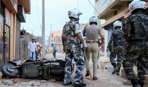 Police opened fire to disperse a mob in Bihar’s West Champaran district, after it allegedly attacked Bharatiya Janata Party Member of Parliament Sanjay Jaiswal(PTI) Police opened fire to disperse a mob in Bihar’s West Champaran district, after it allegedly attacked Bharatiya Janata Party Member of Parliament Sanjay Jaiswal(PTI)