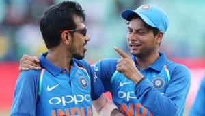 Yuzvendra Chahal of India and Kuldeep Yadav of India during the 1st One Day International match against South Africa.(BCCI) Yuzvendra Chahal of India and Kuldeep Yadav of India during the 1st One Day International match against South Africa.(BCCI)
