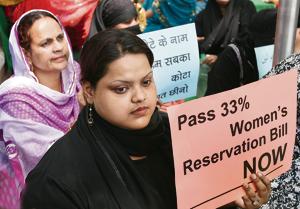 A protest in New Delhi demanding the passing of the Women’s Reservation Bill in Lok Sabha on April 15, 2010.(SONU MEHTA/HT) A protest in New Delhi demanding the passing of the Women’s Reservation Bill in Lok Sabha on April 15, 2010.(SONU MEHTA/HT)